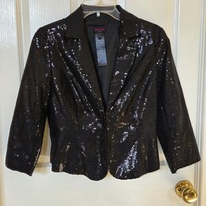 Black Sequin Blazer Jacket Size 8
